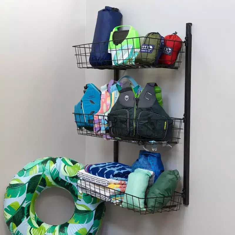 Panier triangulaire sarcelle G | Système de rangement mural ajustable | Supporte 54 kg