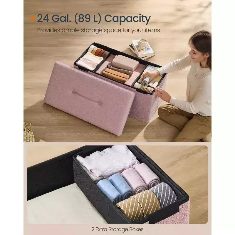 Banc Ottoman de Rangement, Coffre de Rangement, 38 x 76 x 38 cm, Banc de Bout de Lit, Charge jusqu'à 300 kg