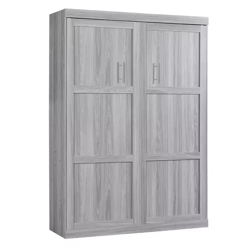 Lit escamotable mural pleine grandeur/taille double, lit en armoire en bois, gris