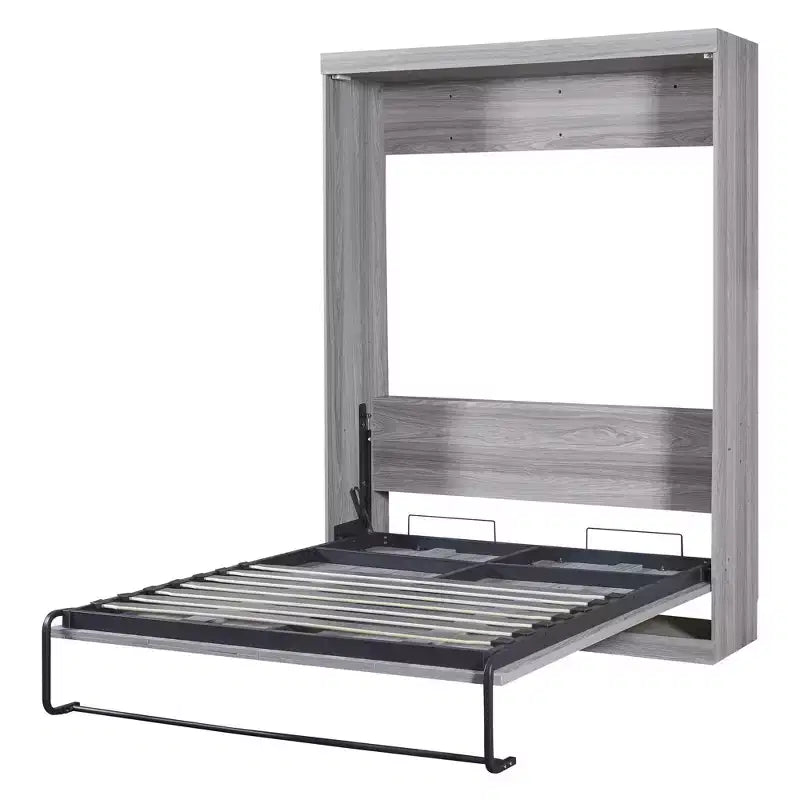 Lit escamotable mural pleine grandeur/taille double, lit en armoire en bois, gris