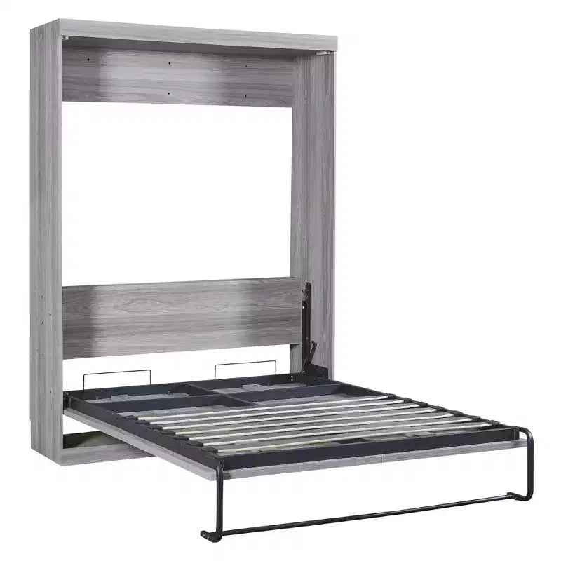 Lit escamotable mural pleine grandeur/taille double, lit en armoire en bois, gris