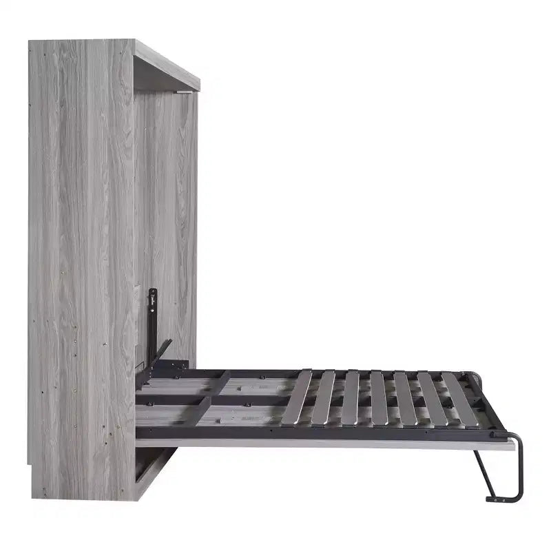 Lit escamotable mural pleine grandeur/taille double, lit en armoire en bois, gris