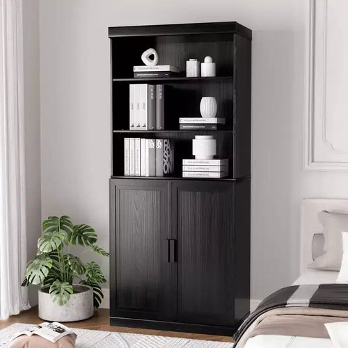 Meuble d'appoint en bois 36x31x16 avec étagère réglable Noir