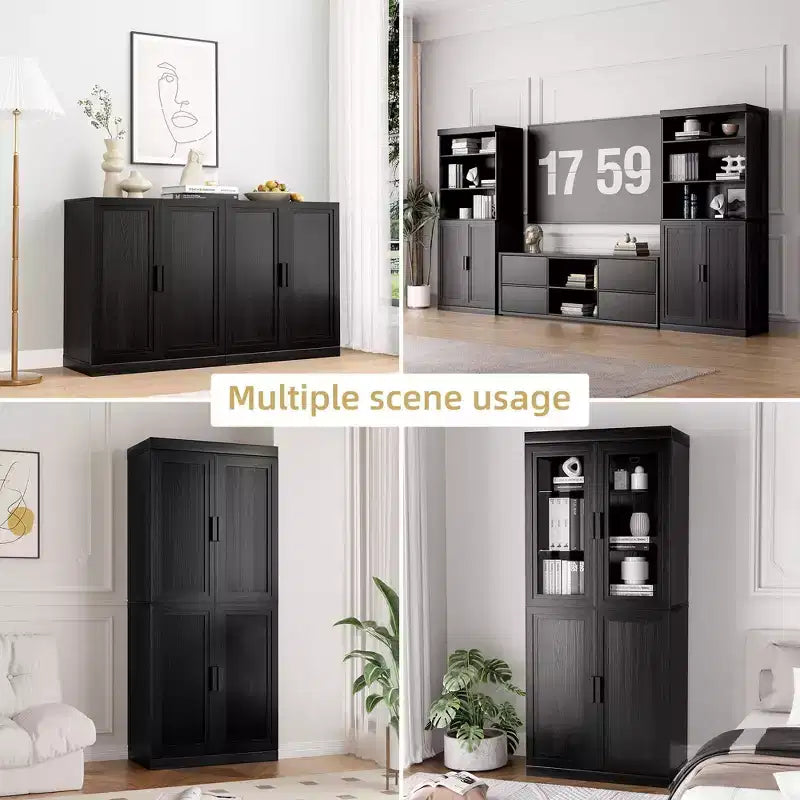 Meuble d'appoint en bois 36x31x16 avec étagère réglable Noir