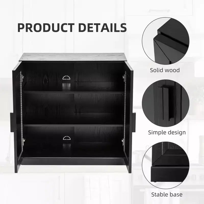 Meuble d'appoint en bois 36x31x16 avec étagère réglable Noir