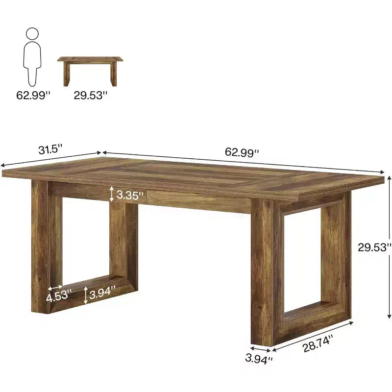 Table de salle à manger de ferme pour 4 à 6 personnes, table de cuisine en bois de 160 cm, table rectangulaire pour salle à manger, salon, cuisine