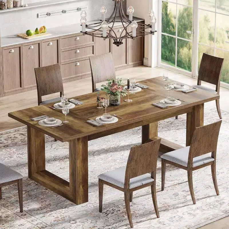 Table de salle à manger de ferme pour 4 à 6 personnes, table de cuisine en bois de 160 cm, table rectangulaire pour salle à manger, salon, cuisine