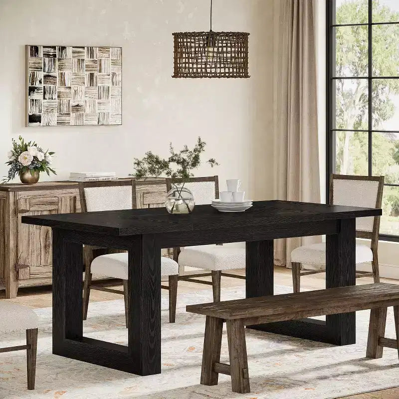 Table de salle à manger de ferme pour 4 à 6 personnes, table de cuisine en bois de 160 cm, table rectangulaire pour salle à manger, salon, cuisine