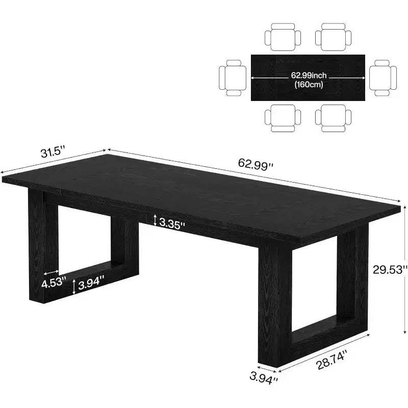 Table de salle à manger de ferme pour 4 à 6 personnes, table de cuisine en bois de 160 cm, table rectangulaire pour salle à manger, salon, cuisine