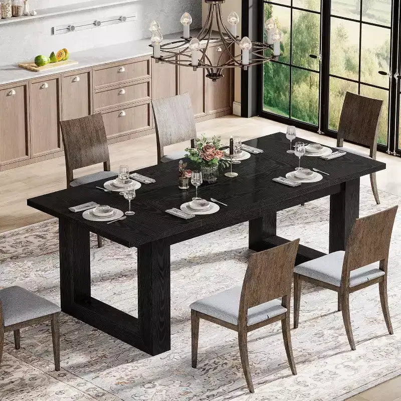 Table de salle à manger de ferme pour 4 à 6 personnes, table de cuisine en bois de 160 cm, table rectangulaire pour salle à manger, salon, cuisine