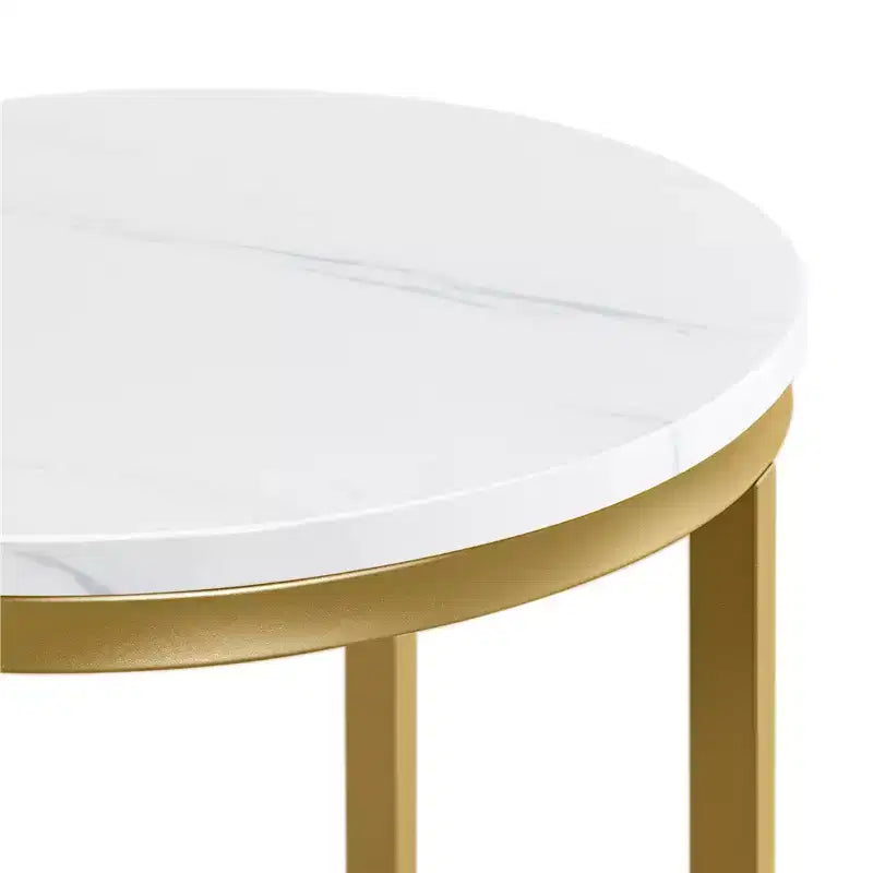 Table d'appoint moderne en X avec pieds en métal et plateau rond