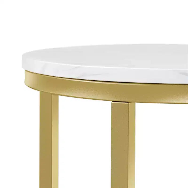 Table d'appoint moderne en X avec pieds en métal et plateau rond