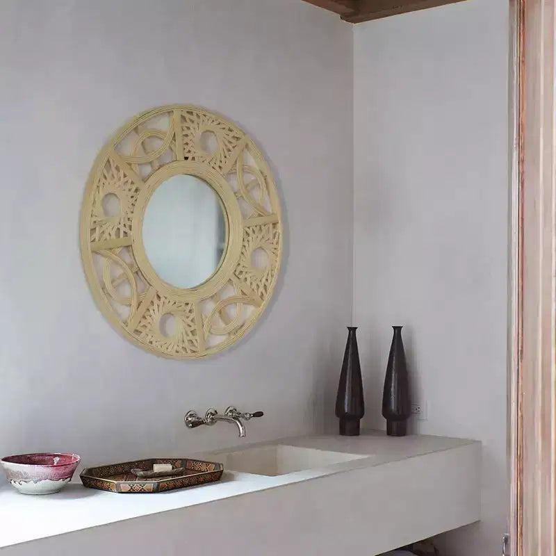 Miroir Mural Rond Suspendu Décoratif Moderne Design Élégant et Contemporain