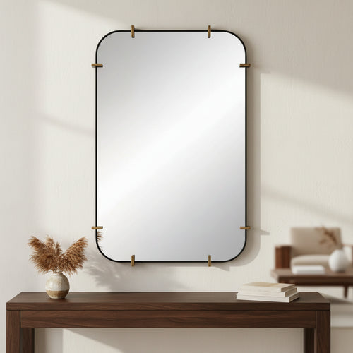 Uttermost Radius 24 x 38 Black Rounded Edge Wall Mirror