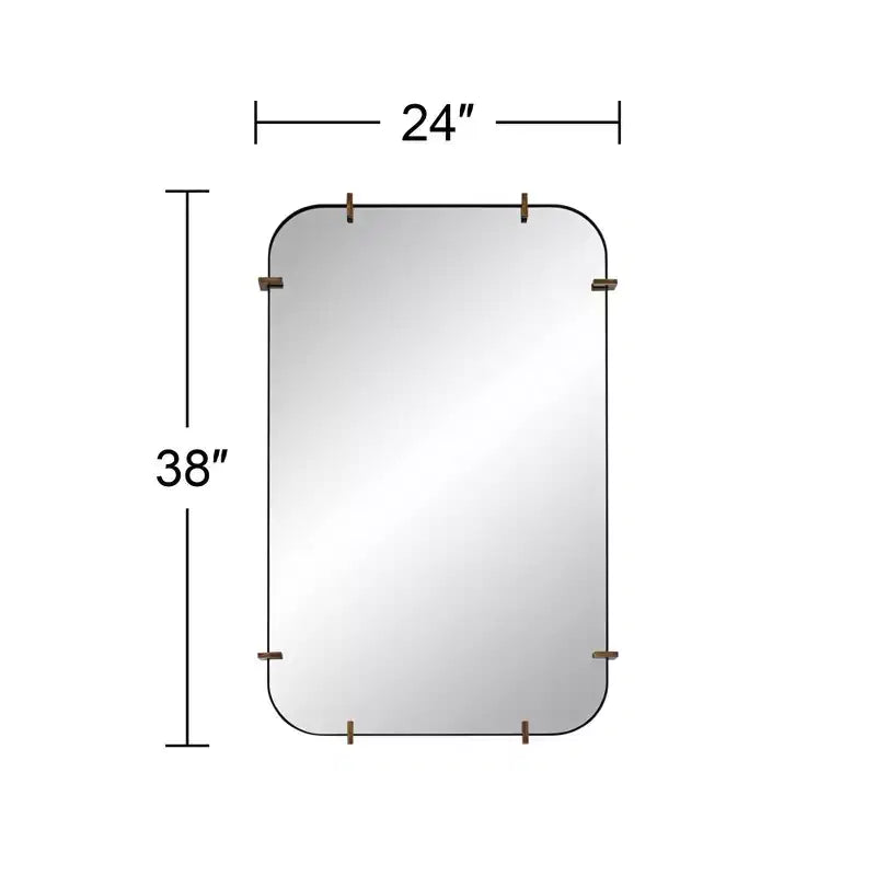 Miroir mural noir aux bords arrondis 24 x 38