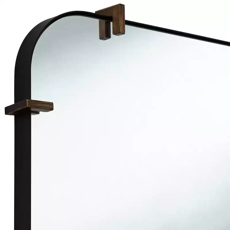 Miroir mural noir aux bords arrondis 24 x 38