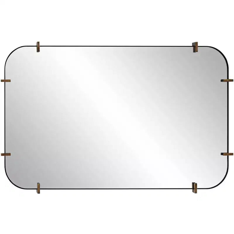 Miroir mural noir aux bords arrondis 24 x 38