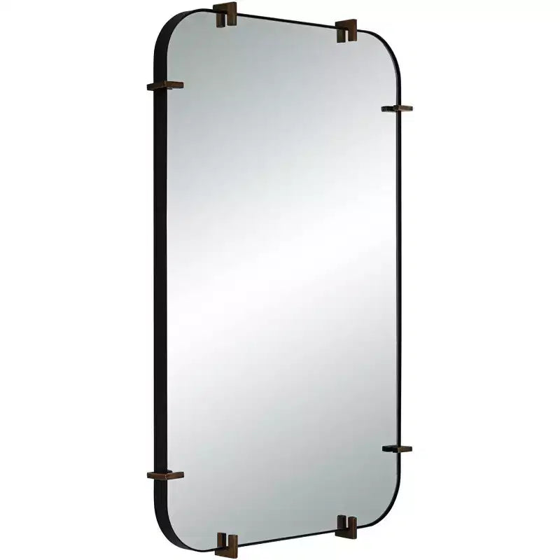 Miroir mural noir aux bords arrondis 24 x 38