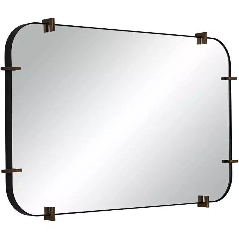 Miroir mural noir aux bords arrondis 24 x 38