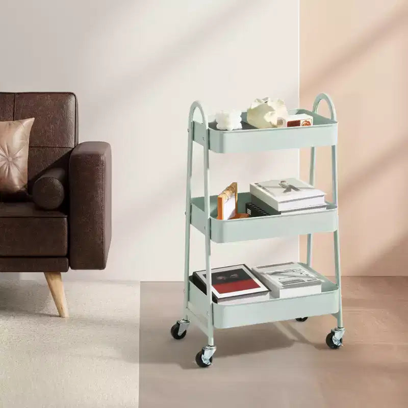 Chariot de rangement à roulettes à 3 niveaux, chariot de rangement mobile en métal de qualité supérieure avec roues verrouillables, organiseur ultime pour chaque pièce de la maison