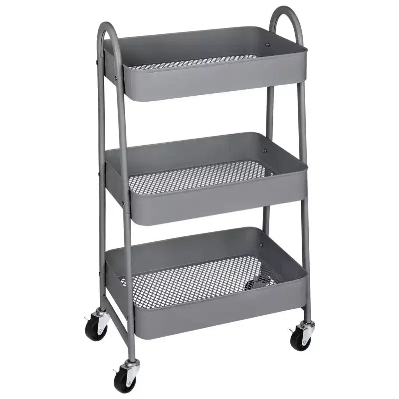 Chariot de rangement à roulettes à 3 niveaux, chariot de rangement mobile en métal de qualité supérieure avec roues verrouillables, organiseur ultime pour chaque pièce de la maison