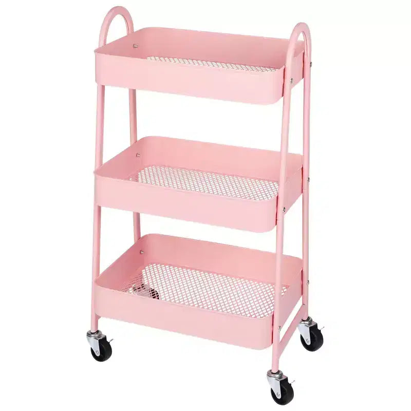Chariot de rangement à roulettes à 3 niveaux, chariot de rangement mobile en métal de qualité supérieure avec roues verrouillables, organiseur ultime pour chaque pièce de la maison