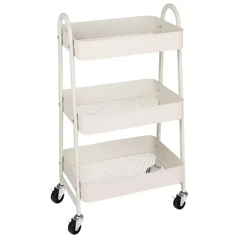 Chariot de rangement à roulettes à 3 niveaux, chariot de rangement mobile en métal de qualité supérieure avec roues verrouillables, organiseur ultime pour chaque pièce de la maison