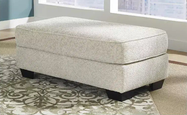 Ottoman, repose-pieds de salon rembourré en chenille couleur grès