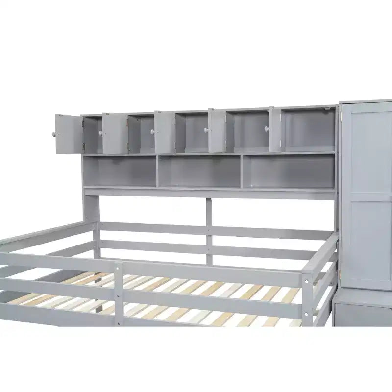 Lit mezzanine moderne 108,2 L x 42 l avec armoire, bureau, tiroirs et étagères