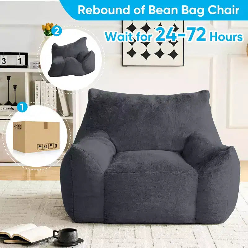 Pouf géant moderne, en similicuir de lapin, avec repose-pieds