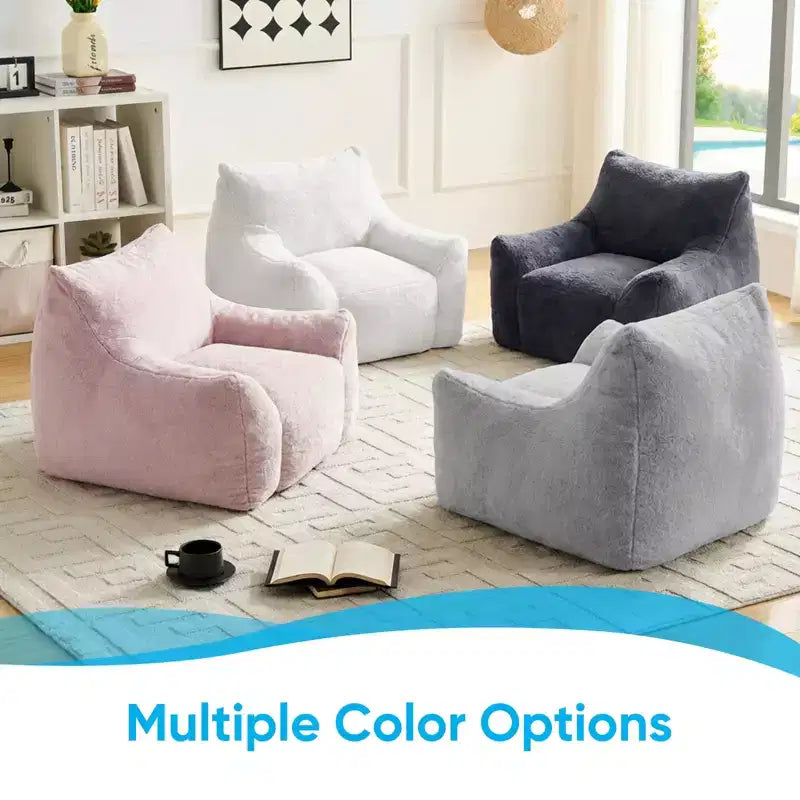 Pouf géant moderne, en similicuir de lapin, avec repose-pieds