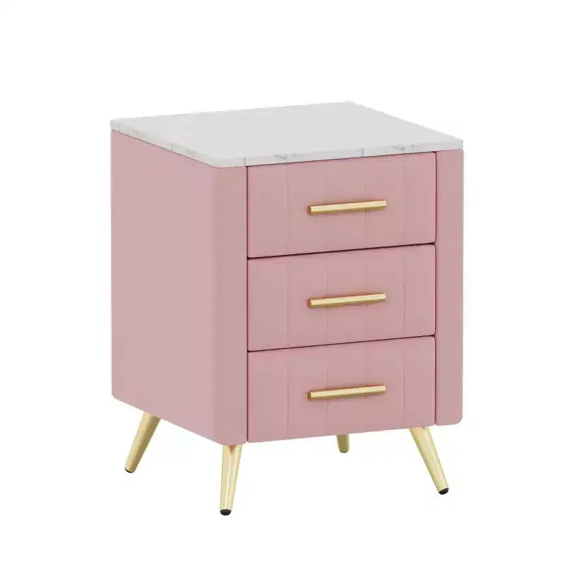 Tables de Chevet Rembourrées Modernes avec Tiroir, Plateau en Faux Marbre et Pieds en Métal Doré, Tables d'Appoint Élégantes pour Chambre à Coucher ou Côté Canapé