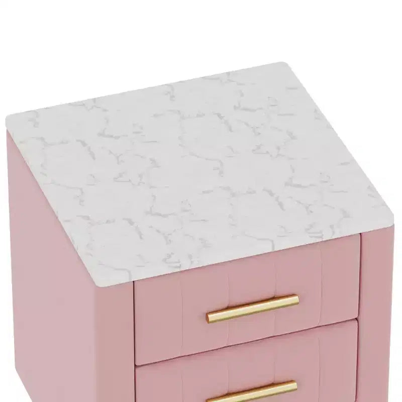 Tables de Chevet Rembourrées Modernes avec Tiroir, Plateau en Faux Marbre et Pieds en Métal Doré, Tables d'Appoint Élégantes pour Chambre à Coucher ou Côté Canapé