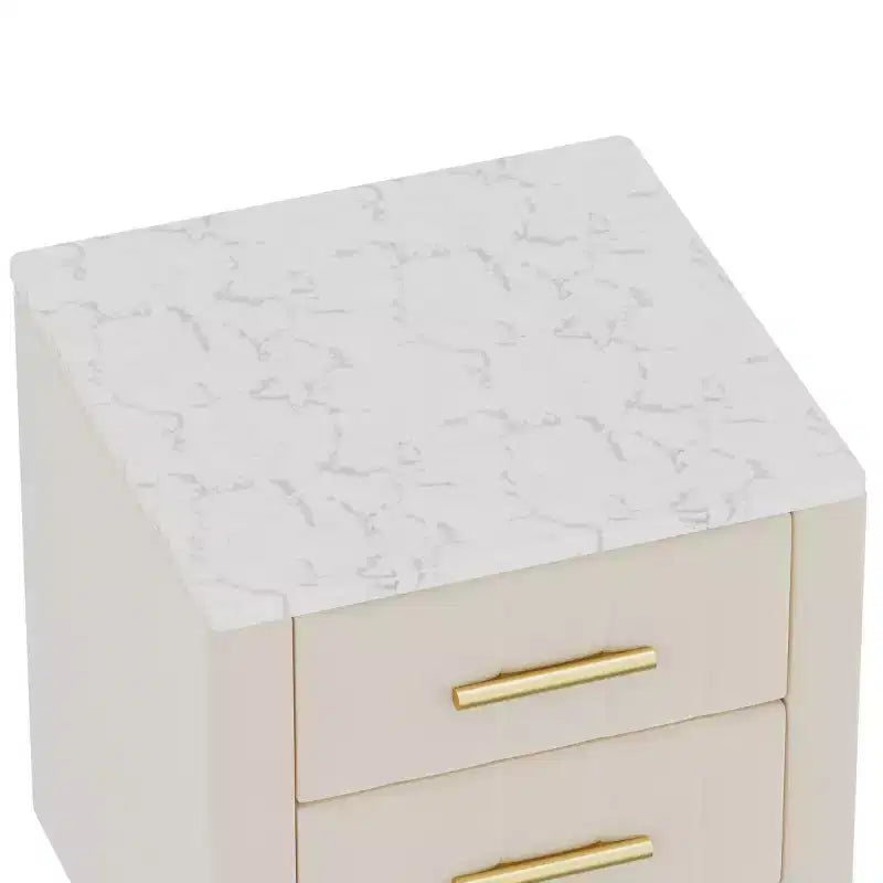 Tables de Chevet Rembourrées Modernes avec Tiroir, Plateau en Faux Marbre et Pieds en Métal Doré, Tables d'Appoint Élégantes pour Chambre à Coucher ou Côté Canapé