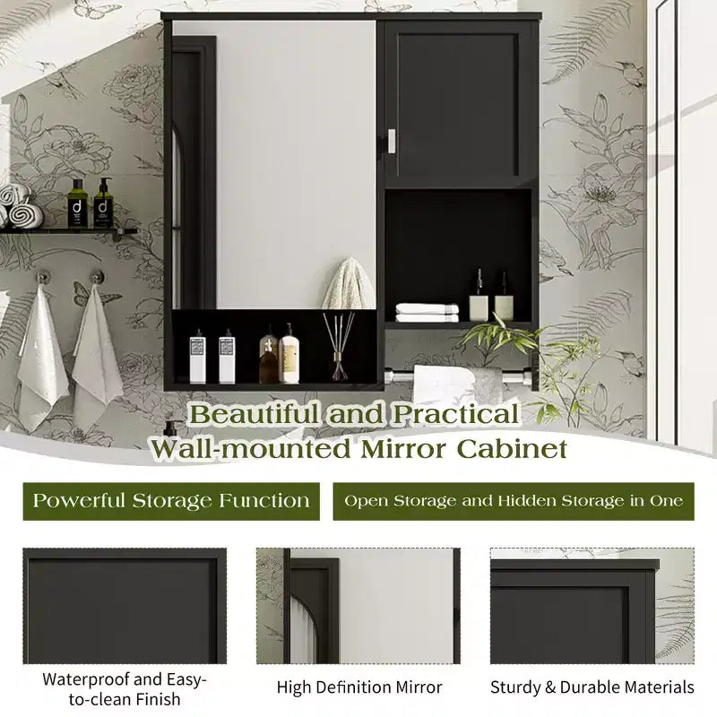 Armoire à pharmacie murale moderne de 29 po avec miroir, étagères et porte-serviettes
