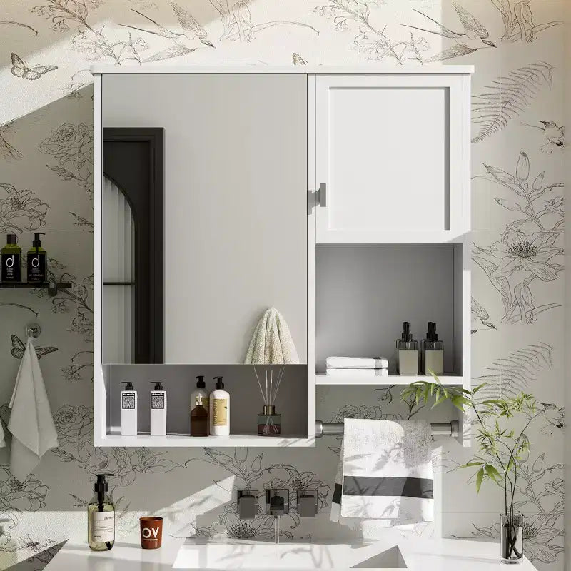 Armoire à pharmacie murale moderne de 29 po avec miroir, étagères et porte-serviettes