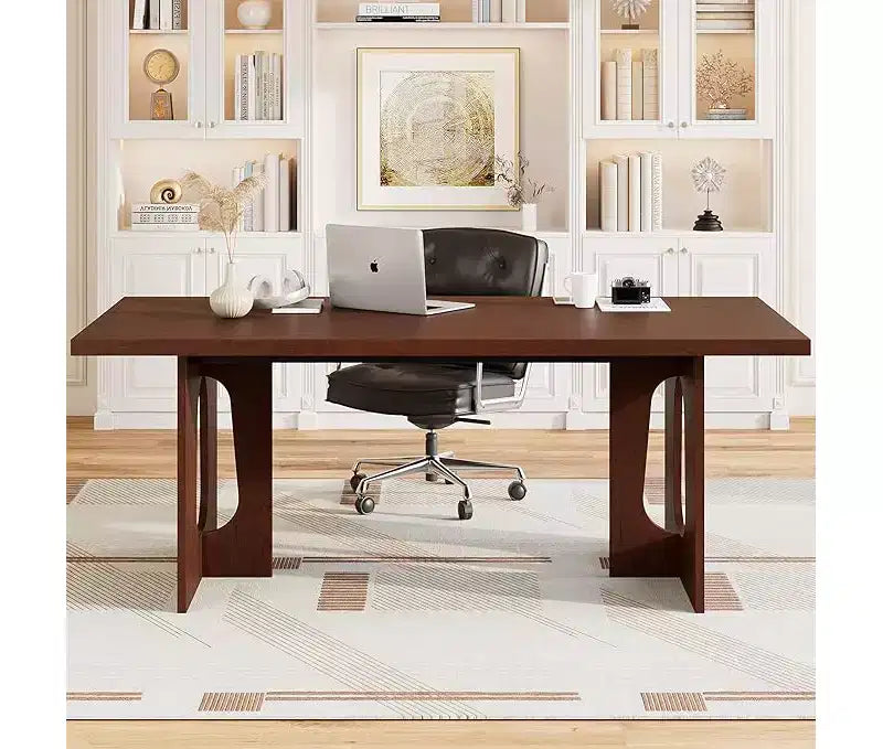 71 Long Dining Table for 6-10 People - Kitchen Table with Extra Thick Tabletop, Rectangular Table for Dining Room, Office, Walnut
