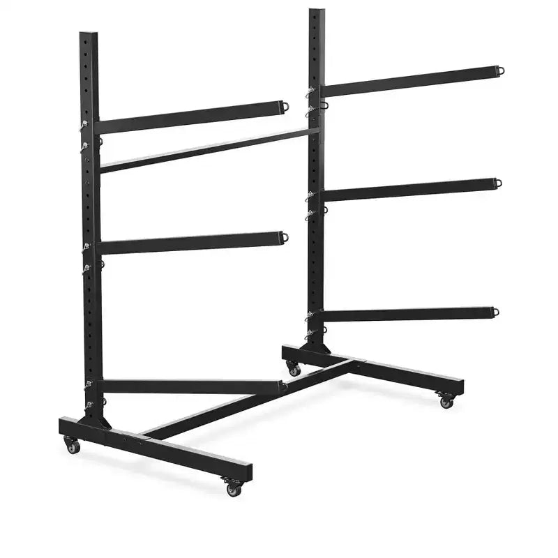 Range de rangement pour 3 kayaks, robuste, à 3 niveaux, autoportant avec roues et sangles de suspension