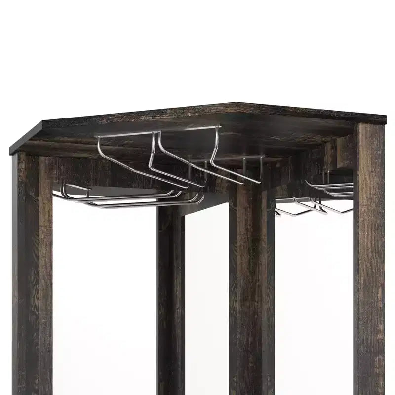Meuble Bar d'Angle avec Casier à Vin, Armoire à Vin Haute de 72 po avec Miroir Acrylique et Porte-Verres, Meuble de Rangement pour Alcool en Bois pour Salle à Manger et Cuisine