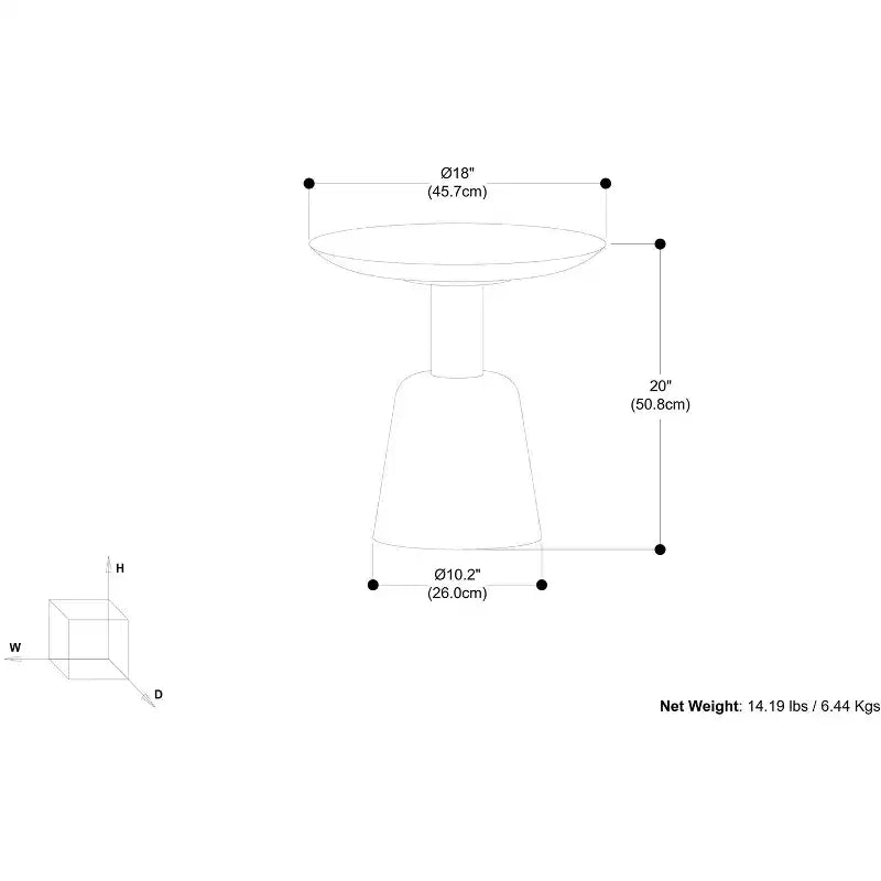 Table d'appoint contemporaine ronde de 45,7 cm en manguier massif, finition blanchie, entièrement assemblée
