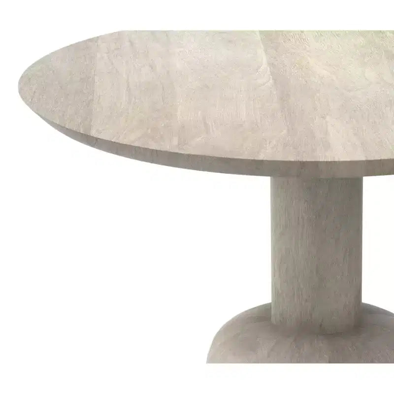 Table d'appoint contemporaine ronde de 45,7 cm en manguier massif, finition blanchie, entièrement assemblée