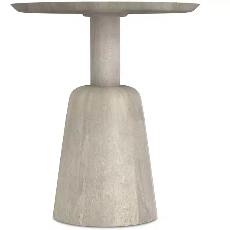Table d'appoint contemporaine ronde de 45,7 cm en manguier massif, finition blanchie, entièrement assemblée