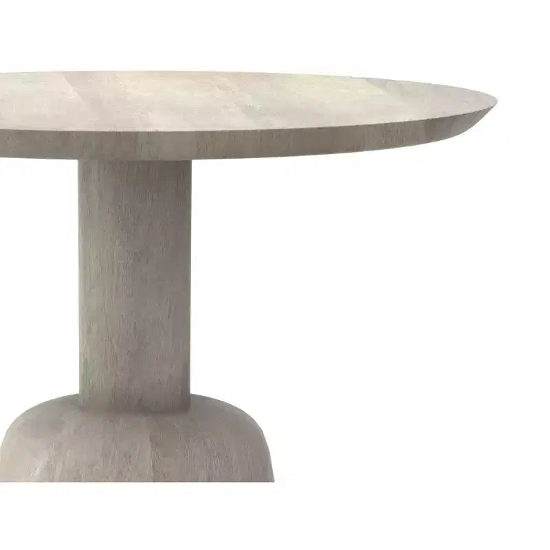 Table d'appoint contemporaine ronde de 45,7 cm en manguier massif, finition blanchie, entièrement assemblée