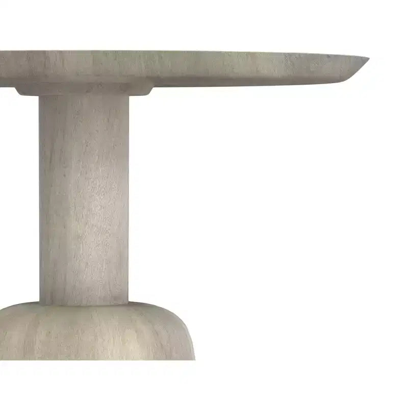 Table d'appoint contemporaine ronde de 45,7 cm en manguier massif, finition blanchie, entièrement assemblée