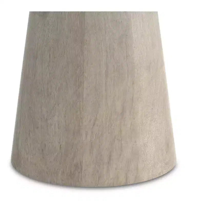 Table d'appoint contemporaine ronde de 45,7 cm en manguier massif, finition blanchie, entièrement assemblée