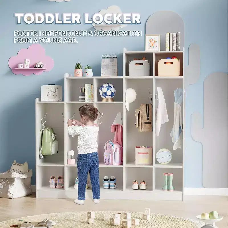 Vestiaire de classe à 5 sections avec 9 casiers, organisateur de rangement avec 10 crochets pour la maison, l'école, la crèche, la maternelle