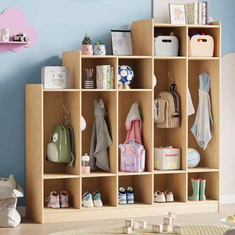 Vestiaire de classe à 5 sections avec 9 casiers, organisateur de rangement avec 10 crochets pour la maison, l'école, la crèche, la maternelle