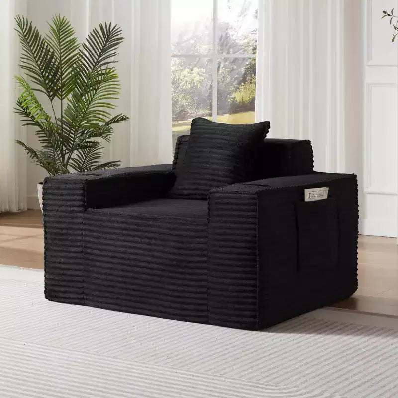 Canapé moderne en velours côtelé, aucun assemblage requis, pour petits espaces et appartements