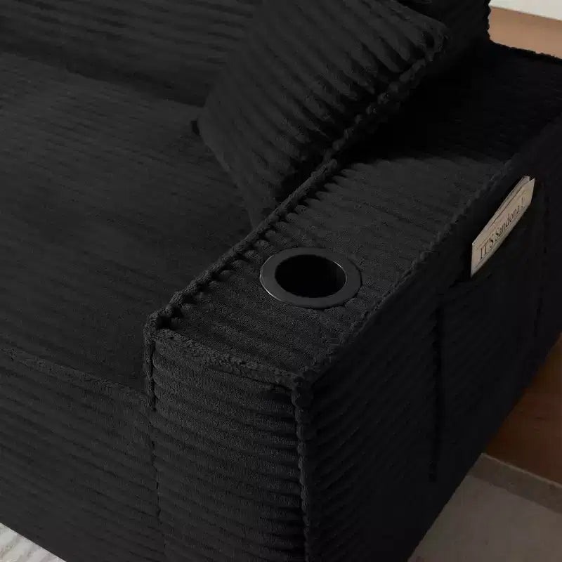 Canapé moderne en velours côtelé, aucun assemblage requis, pour petits espaces et appartements