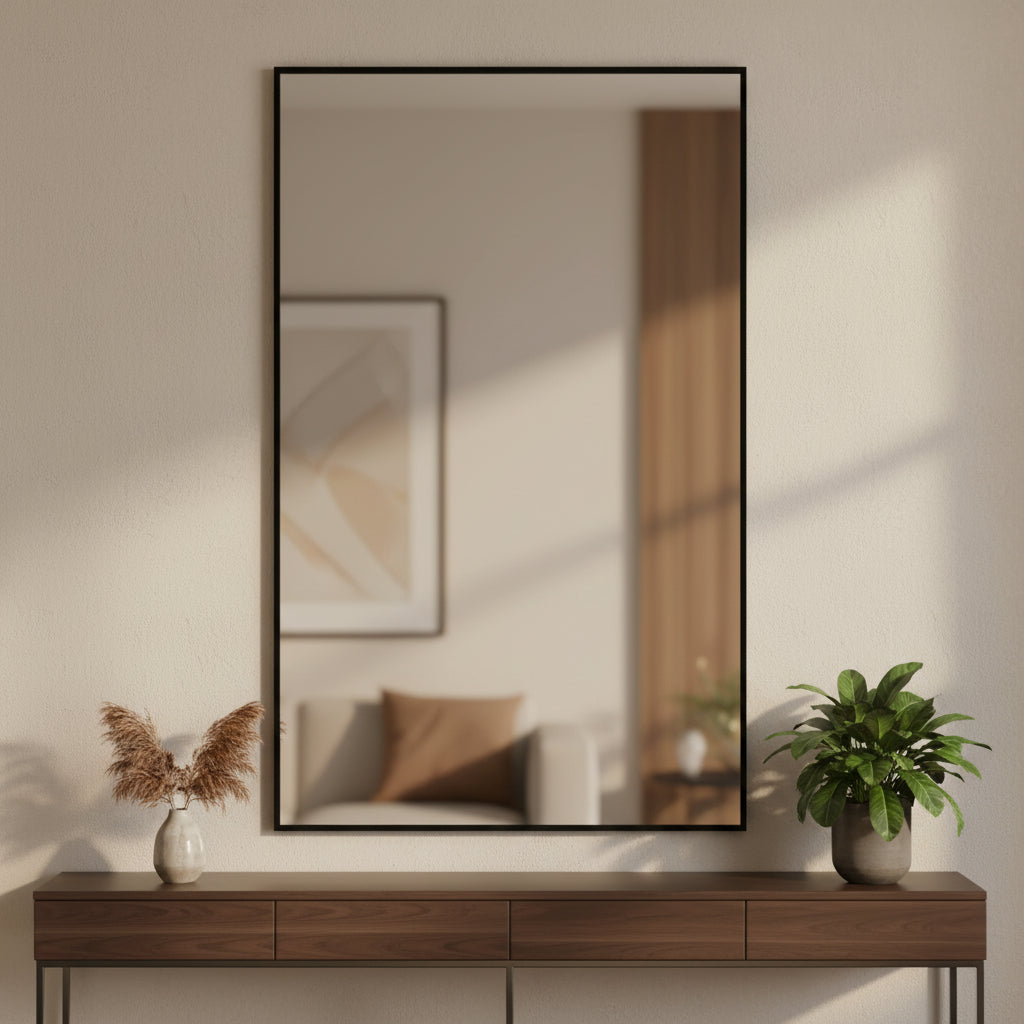 HomeRoots 51 Black Metal Framed Full Length Mirror